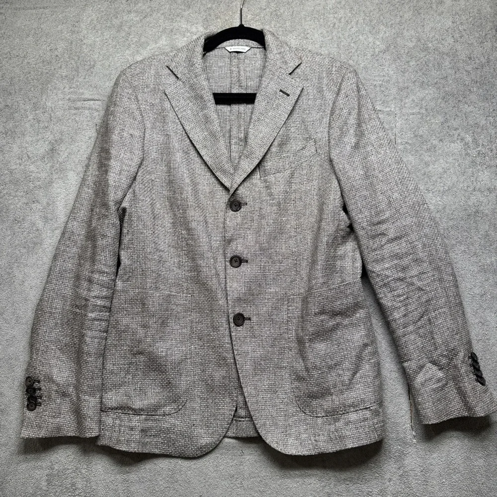 Manuel Ritz Linen Blend Blazer Mens 32R‎ Gray Unstructured Sport Coat Made Italy